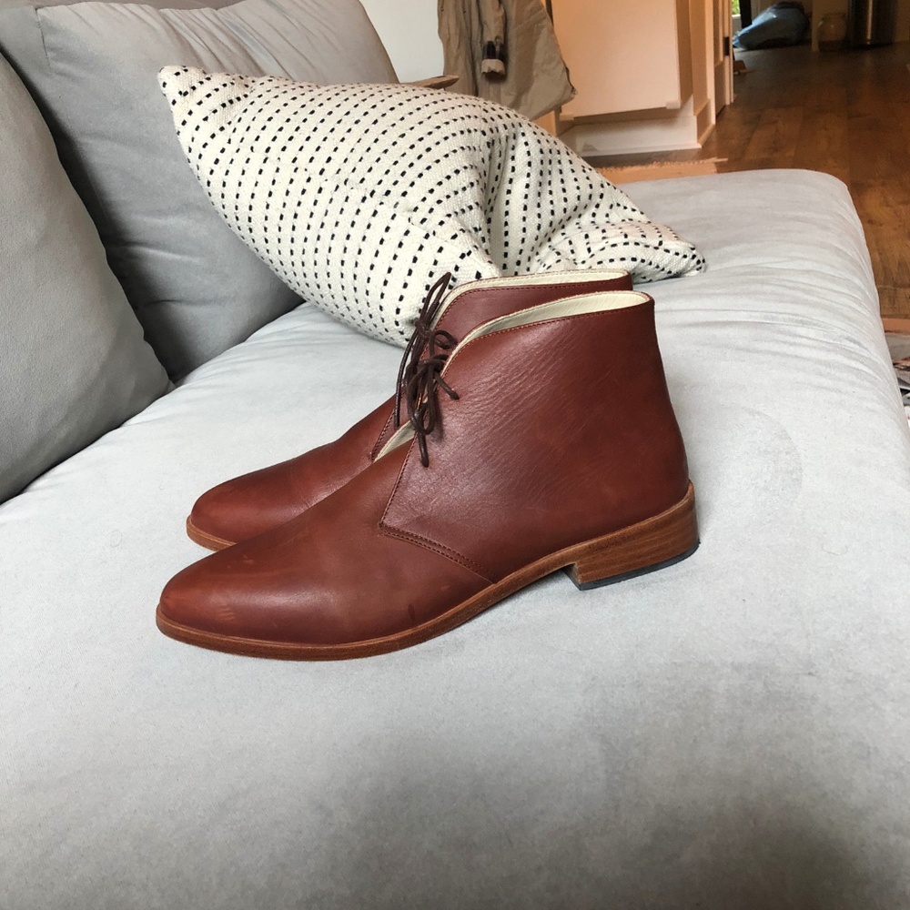 Nisolo leather Isa Boots in Brandy, Size 10